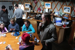 Friends and family in the yurt