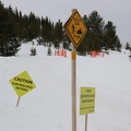 Caution: Sled Dog Race on Trail