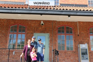 Serious poses (by some) at Vagnharad train station (by Arvid)